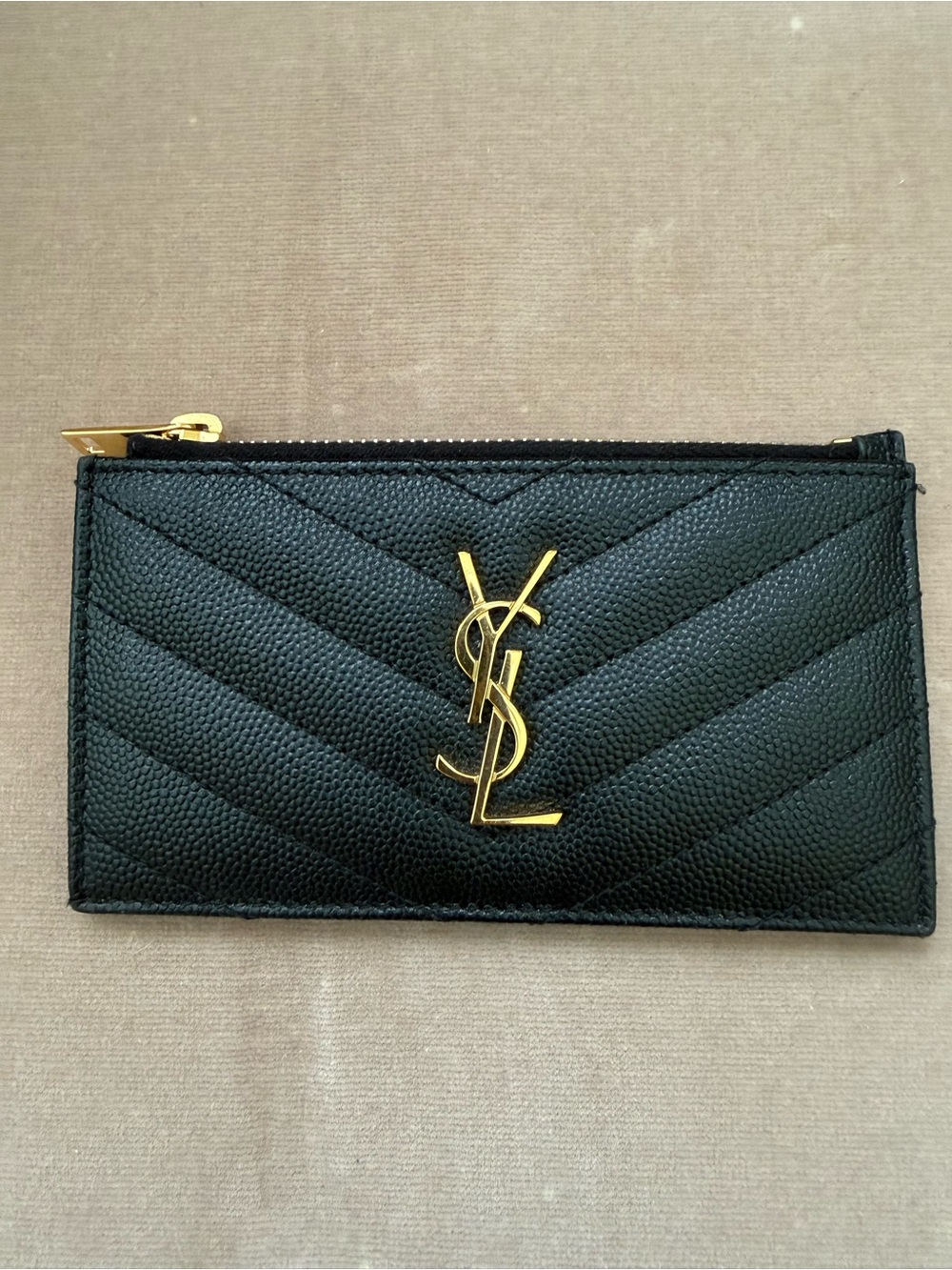 Saint Laurent Black Leather Cardholder with Gold Hardware